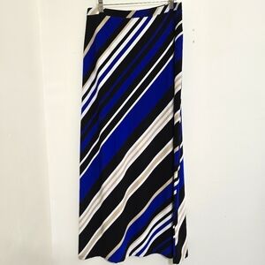 White House Black Market size Small Maxi Skirt Blue Black White Stripes Pull On